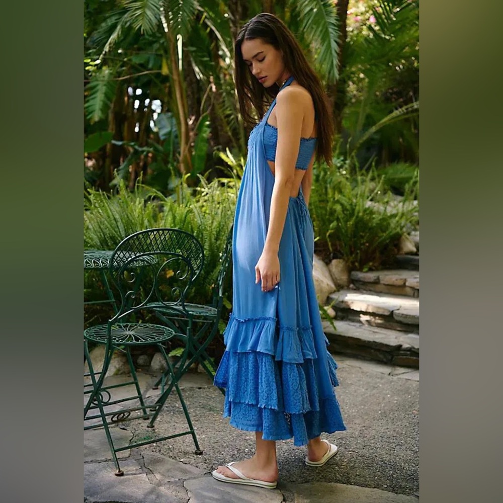 Free People Kauri‎ Maxi Blue Dress Size Small - Picture 3 of 6